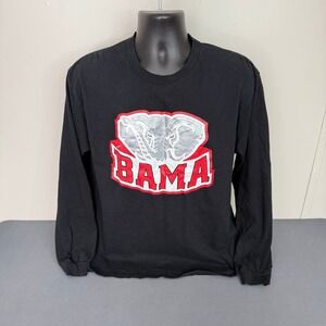 Unbranded T-Shirt Mens Large BAMA Alabama Crimson Tide Long Sleeve Black Graphic